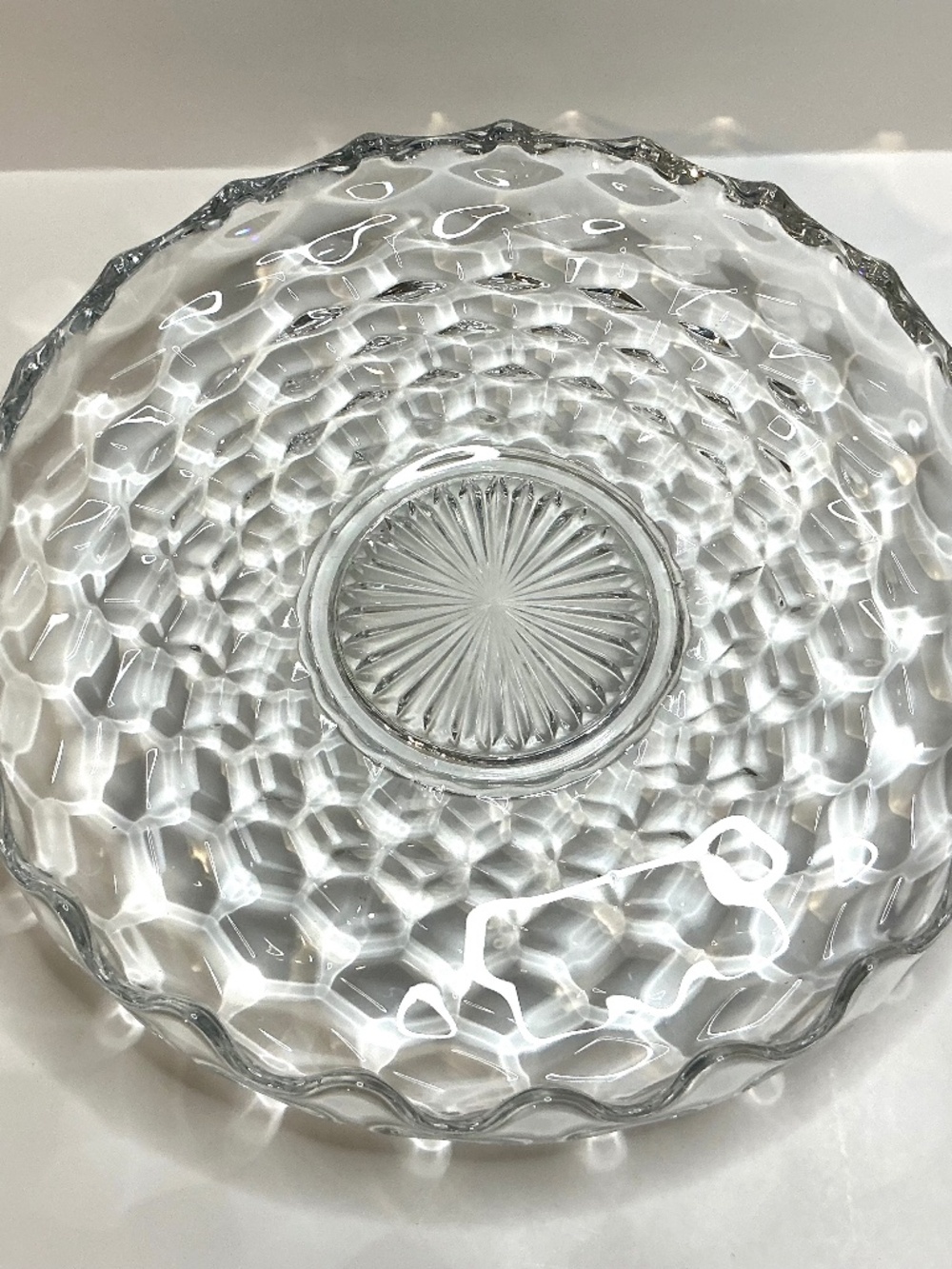 Clear Pressed Glass Round Platter Serving Dish, 12 in Diameter